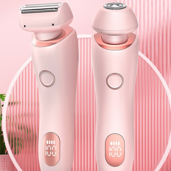 2-i-1 Bikini Trimmer Elektrisk Barbermaskin for Kvinner, Silky Glide Pro Hårfjerning for Barbering av Ben, Armer, Armhuler og Ansikt Pink