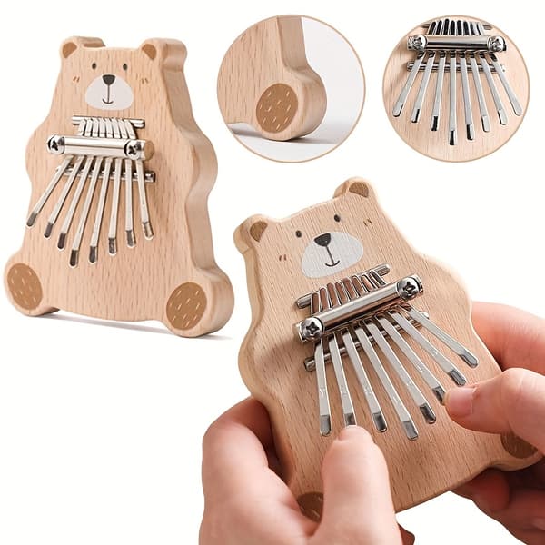 8-tangent Mini Kalimba Tommelfingerklaver - Træ Fingerharpe-FO-