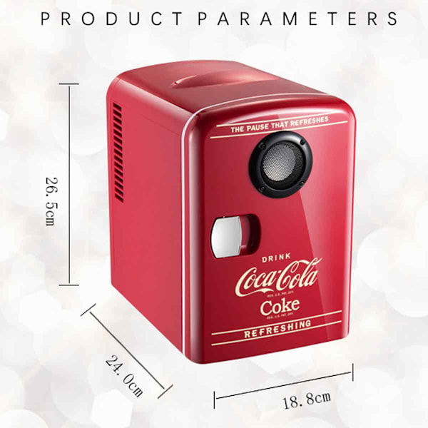 Coca-Cola 12V Kannettava 4 Litran/6 Tölkin Termosähköinen Minijääkaappi Jäähdytin/Lämmitin Bluetooth-kaiuttimella -JAN-