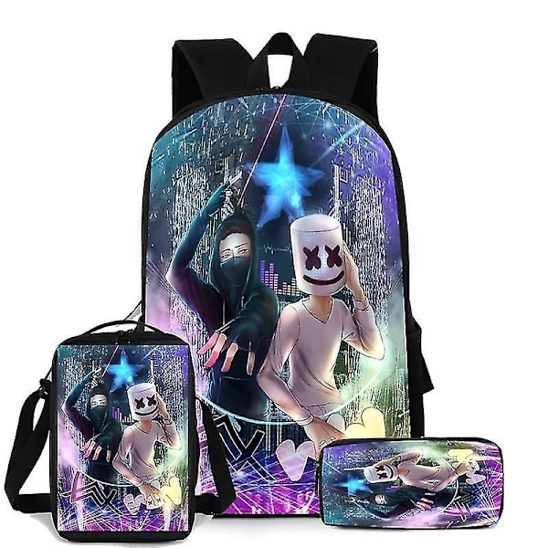 Barn Marshmello Dj 3-delt Skolesekk Pattern 3