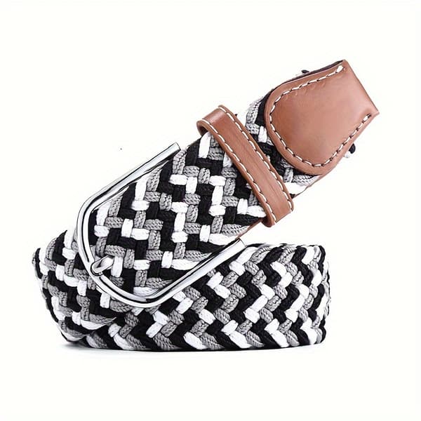 Elastisk midjebelte for menn og kvinner – koreansk stil elastisk belte med ovalt spenne i sinklegering Light Gray / Wh