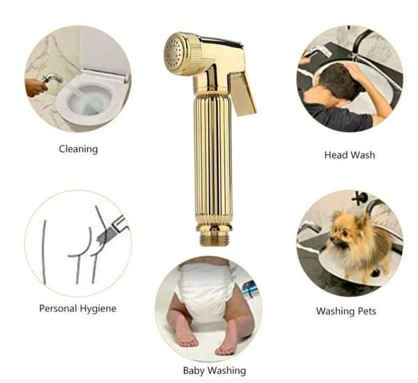 Toalett dusj bidet bærbar veggmontert spray/sprayhode/hånddusj gull-FO-