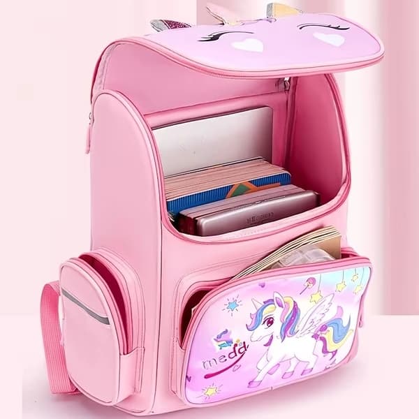 Lettvekts studentryggsekk med flere lommer og rom Pink Mermaid Not provided