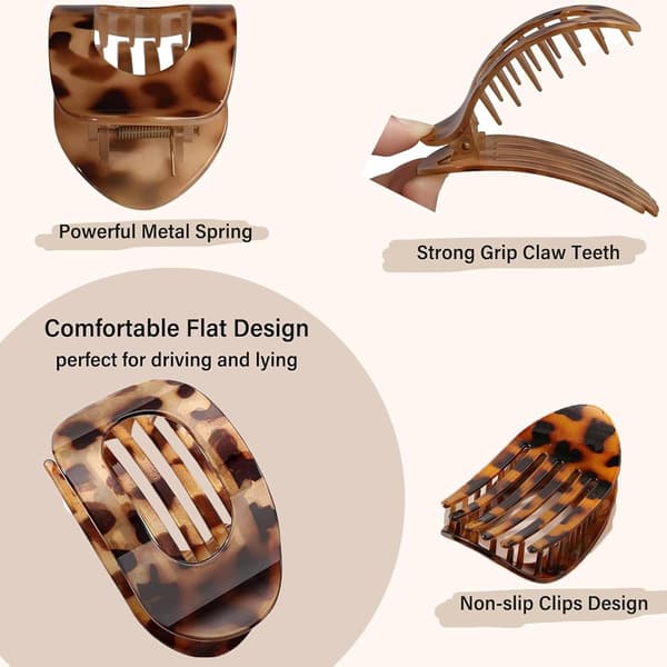 Bent Design Hårklämmor för kvinnor, 4-pack halkfri matt finish-FO-