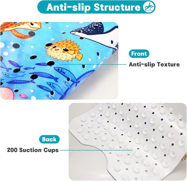 Badekar matte, sklisikker matte 100x40cm, dusjmatte, badekar matte, badekar matte, sklisikker badekar matte (blå)-FO-