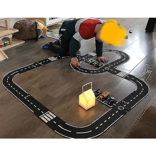 12 st DIY Bilbana Matta Väg PVC Pussel Flexibel Stad Bana Racerbana Leksak | Magnetisk-LP-