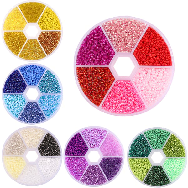 DIY ensfarvet glas hirseperler 6 farvekombinationssæt-FO-