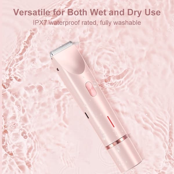 2-i-1 Bikini Trimmer Elektrisk Barbermaskine til Kvinder, Vandtæt, Hårfjerning til Barbering af Ben, Arme, Armhuler, Ansigtsbehandling Pink，Dobbelt Hoved, Type-C pink