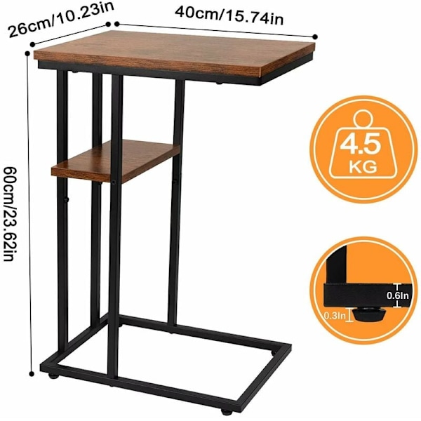 C-formet sidebord sofabord sengebord lille plads lille sidebord stue soveværelse land snacks bord