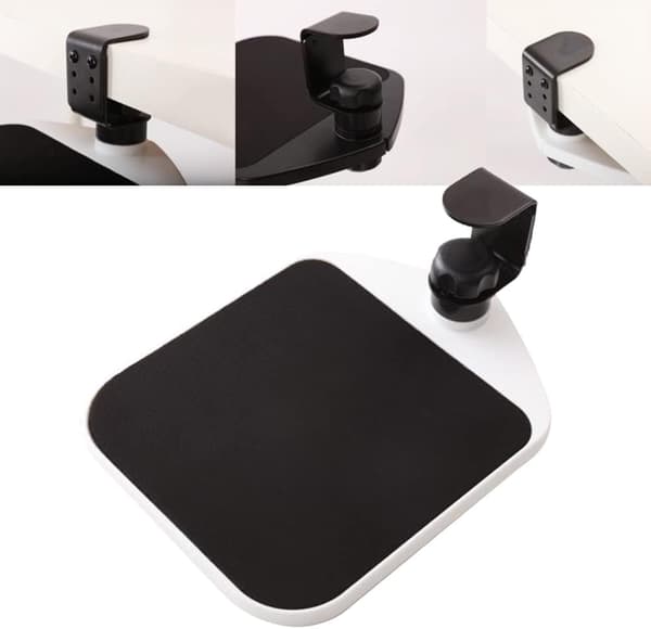Musemåtte under skrivebord med 360° roterende clip-on platform, tastaturbakke montering-FO-