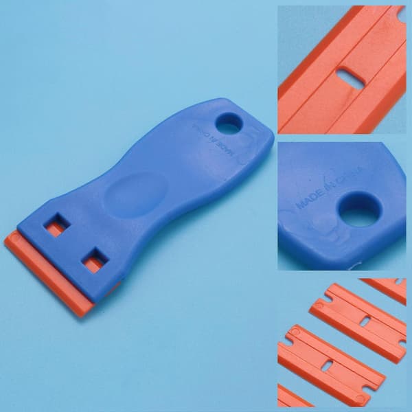 3 Pcs Plastic Scrapers with Razor Blades & 100 Pcs 1.5 Inch Double-Sided Plastic Razor Blades for Car Windshield-FO-