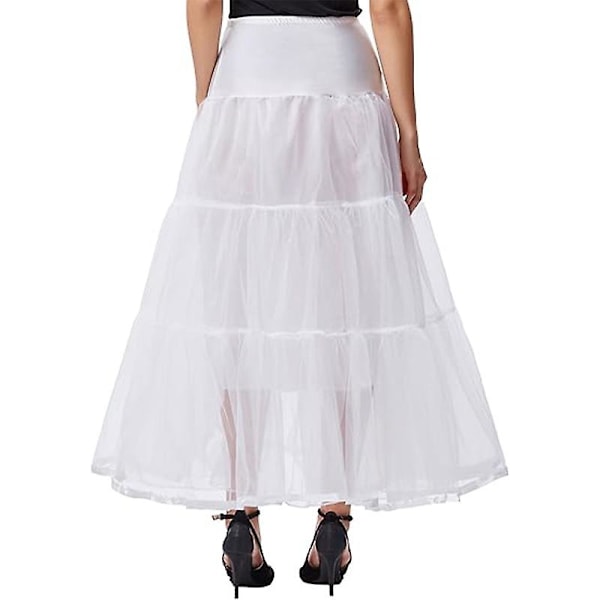 Dame Ankel Lange Underskjørt Skjørt Bryllup Halv Slip Krinoliner Underskjørt Hvit‘-XT- White L XL