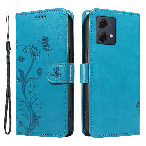 Motorola Moto G84 5G telefonfodral med aprikosblommönster Blue