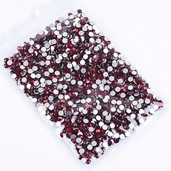1440 stk. lim-fixerede krystal fladbagte rhinestones glasperler til neglekunst håndværksdekorationer tøj sko Dark Siam-JAN- Dark Siam 1440pcs
