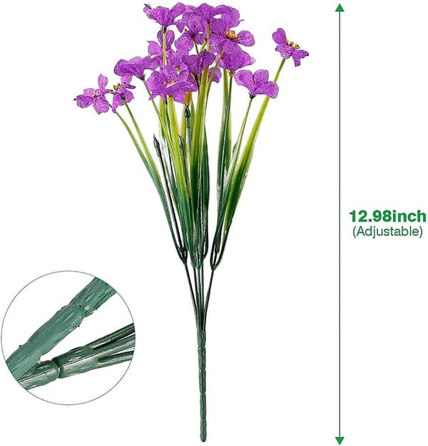Kunstige blomster til udendørs brug, 20 bundter UV-resistente kunstige planter til veranda, lilla