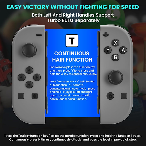 Trådløs håndkontroller kompatibel med Nintendo Switch, Oled, Lite Gamepad Joystick (v/h) Erstatning med RGB høyre grey