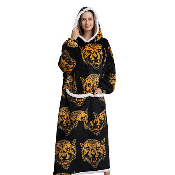 Stor Størrelse Hættetrøjer Sweatshirt Kvinder Vinter Hættetrøjer Fleece Kæmpe TV Tæppe Med Ærmer Leopard Head