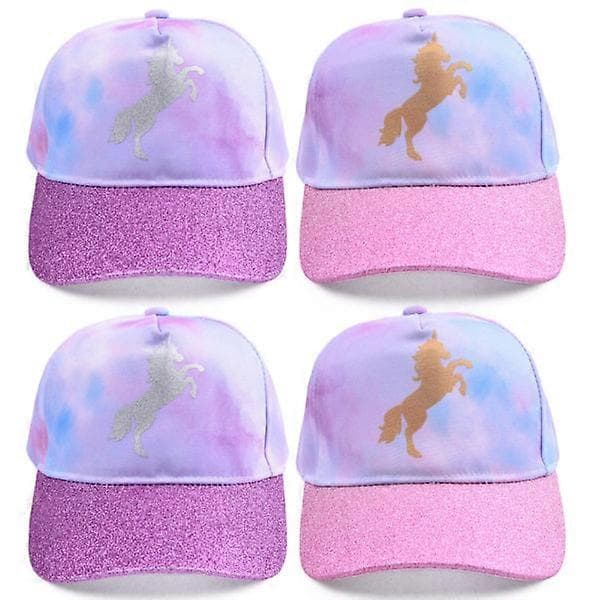 Flickbaseballkeps Tie-Dye Enhörningshattar för flickor Justerbar Barn-FO-