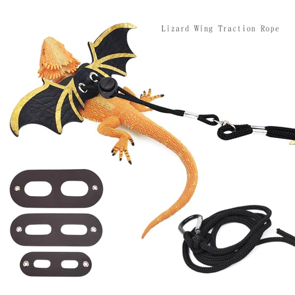 Bearded Dragon Harness Leash Set Lizard Leash with Wing Adjustable for Reptiles-FO-