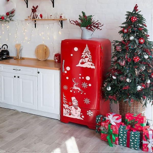 Christmas Window Decorations, 260 Pcs Snow and Santa Claus Decals Christmas Window, 9 Sheets Reusable Window Decals - Double-Sided Static Clings-FO-