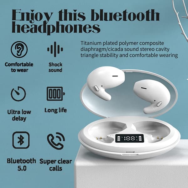 Bluetooth-søvnhovedtelefoner til sidesovere, støjdæmpende trådløse øretelefoner (mørk sort)-FO-
