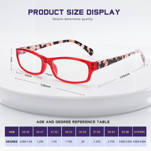5-pack Blue Light Blocking Reading Glasses Anti-Glare UV Protection Spring Hinges Lightweight Readers +-FO- 3.5 x