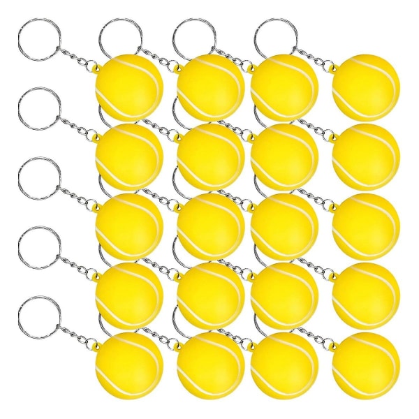 20-pack tennisboll gula nyckelringar för festgåvor, sportssouvenirer
