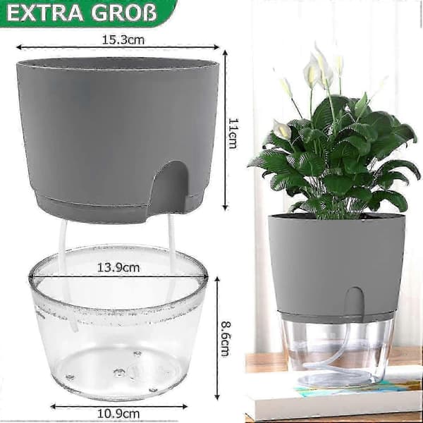 Yrttiruukku Keittiösarja Ikkunalauta Itsekasteleva 3 kpl Yrttitarha Keittiöön, 18,2x 11x 15,3 Cm Harmaa Xi-FO-
