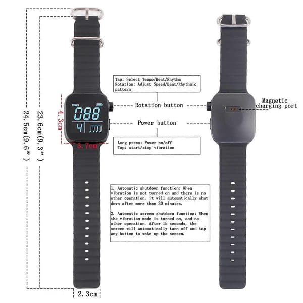 Wearable Metronome Smart Metronome Adjustable Strap Vibrating Metronome Musical Instrument Metronome-FO-