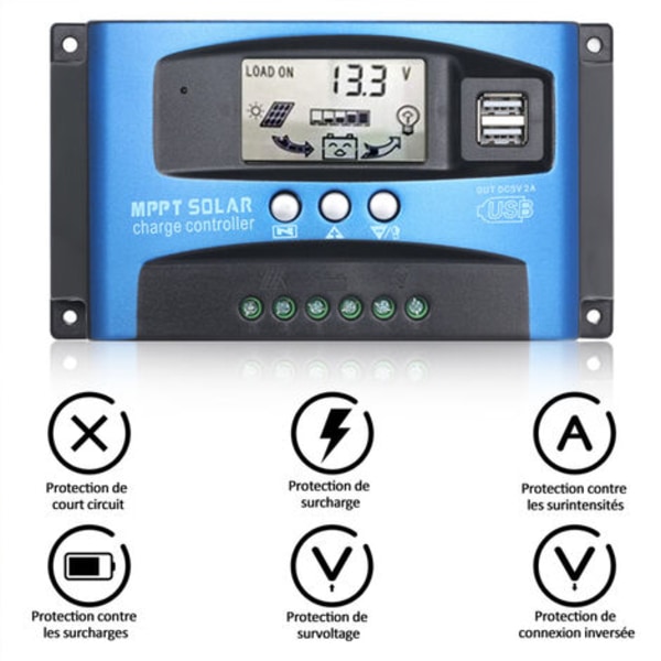 12v/24v Smart Batteri Mppt Solpanel Controller Opladning