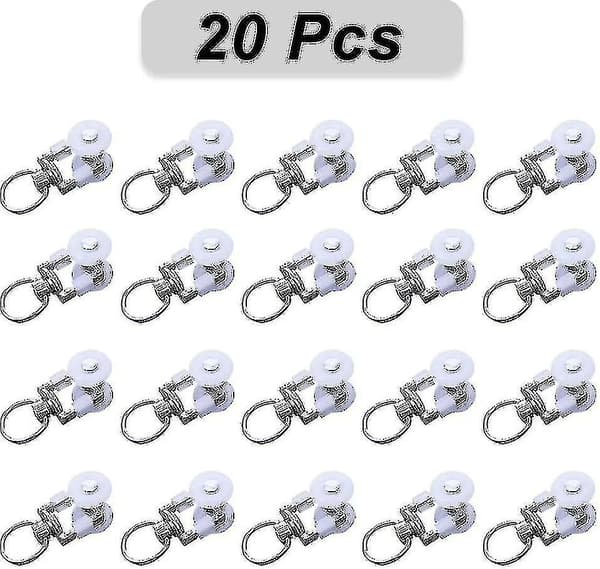 20-pack metallspårrullar, gardinspår, glid, gardinrullar, gardinspårrullar, gardin-FO-