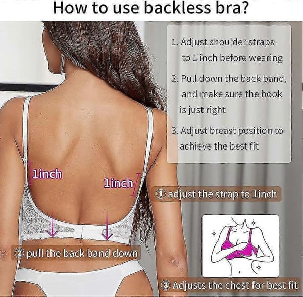 Women's Low Cut Push Up Deep V Backless Bra Lace Underwire Convertible Bra White 36DD White{YDE}-FO-