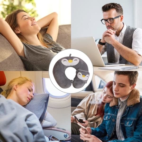 Resväska, flygväska, nackkudde Bärbart och bekvämt nackstöd med sovmask för-FO-