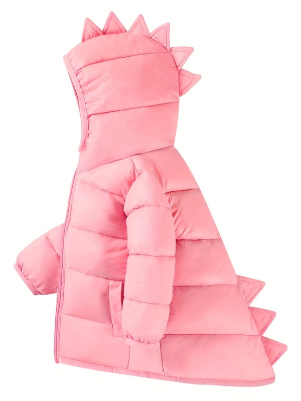 Vindtät pufferjacka med dinosauriedesign för barn 5-6Y Pink Red
