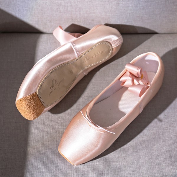 Ballettsko for jenter - Lettvektsdanssko i ensfarget satin - Rosa Pink 43