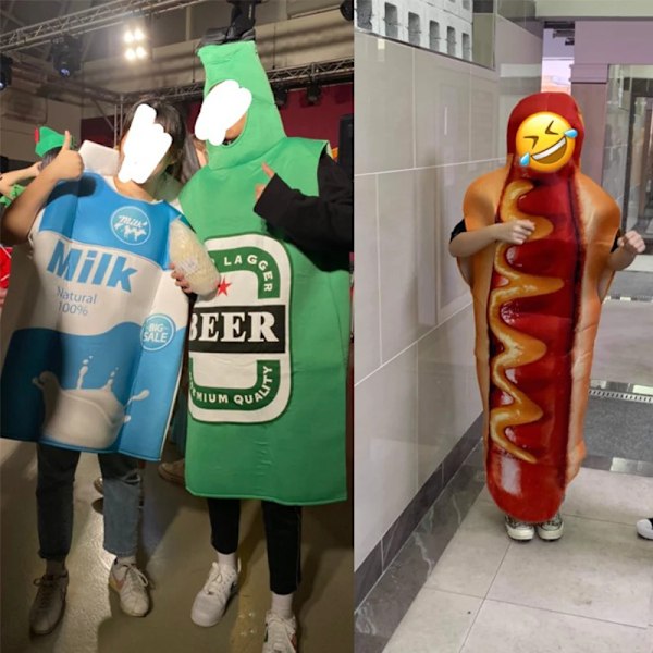 Karnevalsparty Sjov Mad Cosplay Halloween Kostume til Voksne Jul Familie Tøj Pølse Pizza Ferie Tøj Børn Agurk cucumber One Size