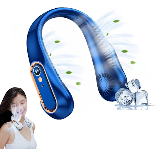 Neck Fan Portable Neck Fan, Digital Display, Rechargeable Battery Operation, Hands-Free Bladeless Fan, Portable Personal Fan, 5 Wind Speeds