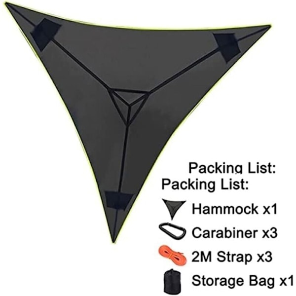 Triangulär hängmatta för flera personer - Bärbar hängmatta - för flera personer - Extra stor - 400 X 400 X 400 cm (Storlek: 280x280x280CM)