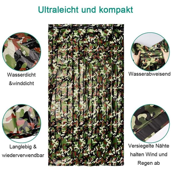 2-pack nödsovsäck Vattentät Lätt termisk överlevnadsfilt Bärbar-FO-