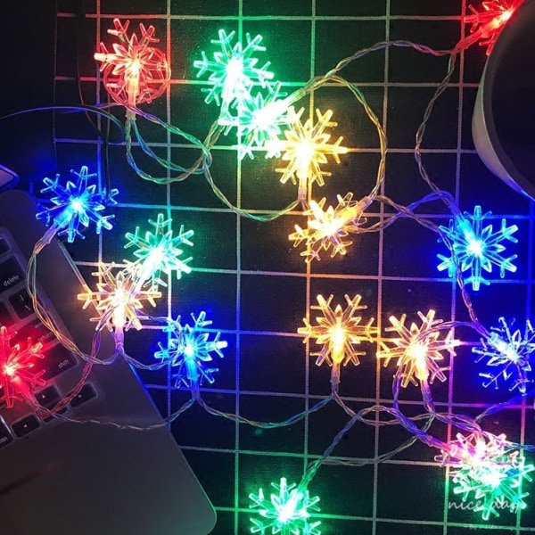 Julefestival Indendørs Dekorative Lys LED Snowflake Lyskæde Romantisk Batteridrevet Varm Hvid Warm White 10 M 80led(USB)