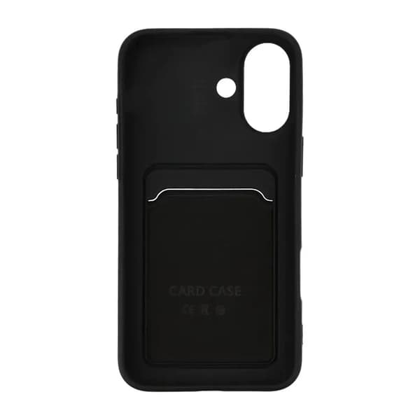 iPhone 16 silikon mobildeksel med kortholder - Svart-FO-