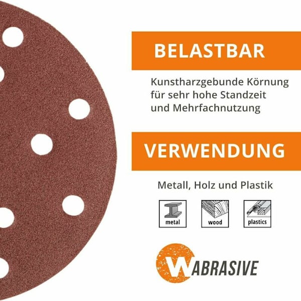 FlkwoH 150mm Slippapper & 150 Slippapper 150mm Självhäftande Slippapper 100 Korn 50 Slippapper Idealisk för Slipmaskin, Lonvrèe