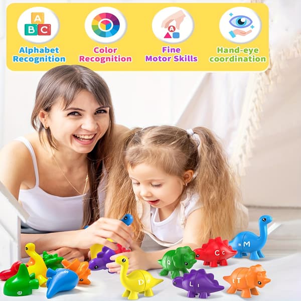 Dinosaur Bygge Stableleke Nummer Bokstav Matching-FO-
