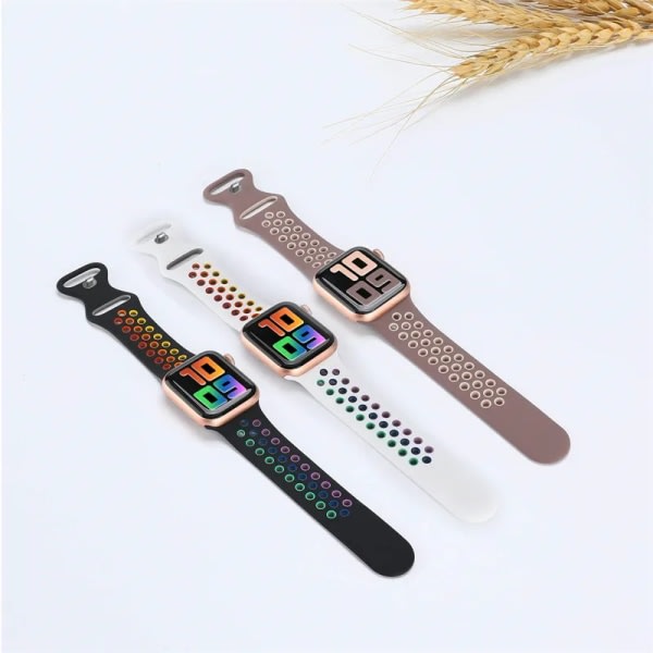 Silikonrem for Apple Watch Band Ultra2 49mm Series 9 8 7 41mm 45 mm 38mm 42mm Sportsrem iWatch 7 6 SE 5 4 3 44mm 40mm Vinsvart 17