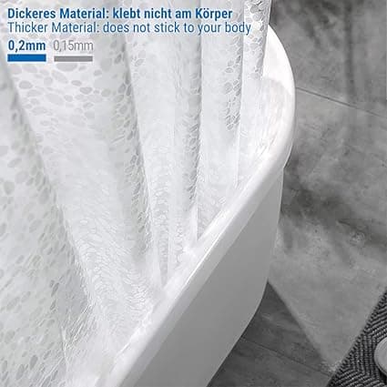 Vattentätt duschdraperi mögelresistent 180x180cm klar plast 3D stenmönster-FO-