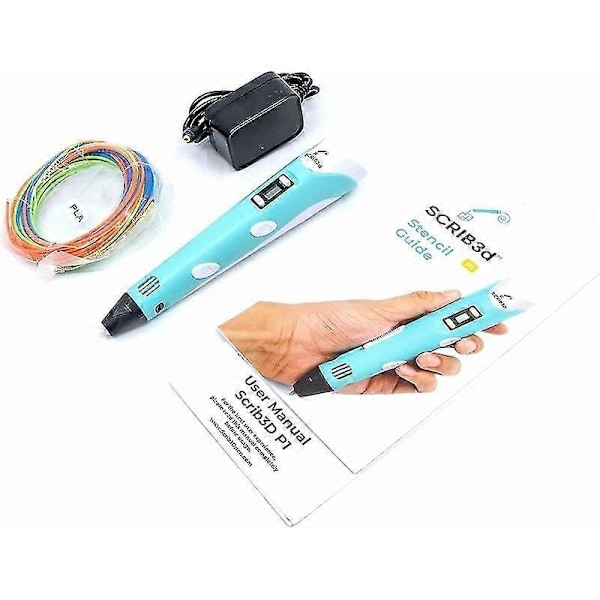 3D-penna - Inkluderar en 3D-penna, 3 startfärger av PLA-filament, en stencilbok + en guide-KK-
