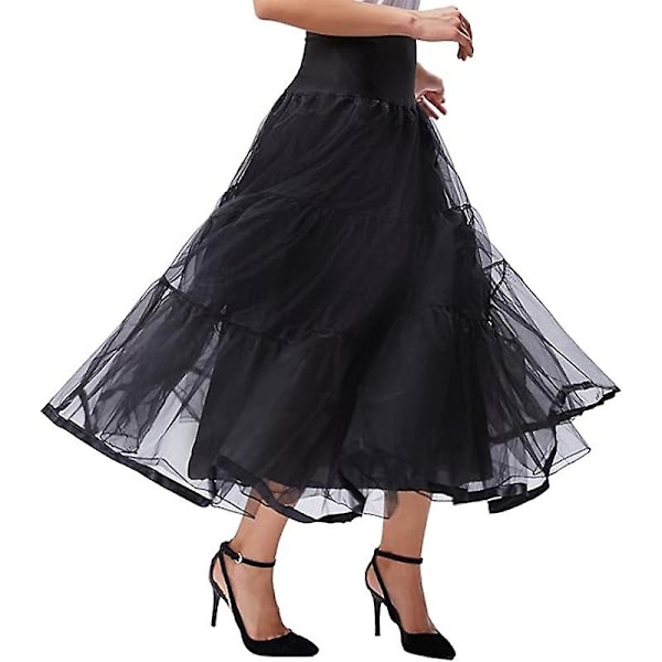 Dame Ankel Lange Underkjoler Skørter Bryllup Halv Slips Krinoliner Underskirt Black‘-XT- Black S M