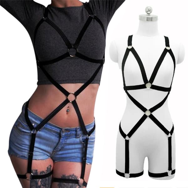 Svart helkroppsny damkroppssele BH-burtopp underkläder-FO-