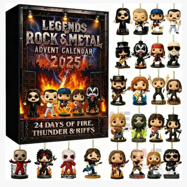 2025 Legends Rock Metal Julekalender med 2D Akrylpynt