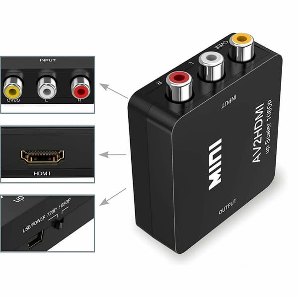 RCA til HDMI-konverteradapter - Analog til digital video 1080p sort